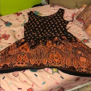 Navy Blue and Orange Summer Dress